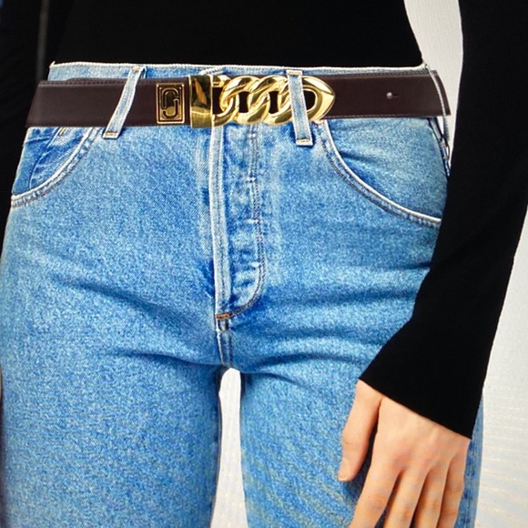 Marc Jacobs Dark Brown Double J Plaque Belt